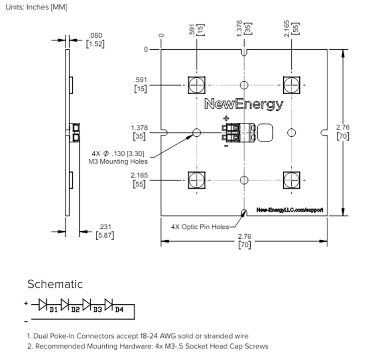 Mechanical Drawing - New Energy Luminus MP-7070 LED Modules